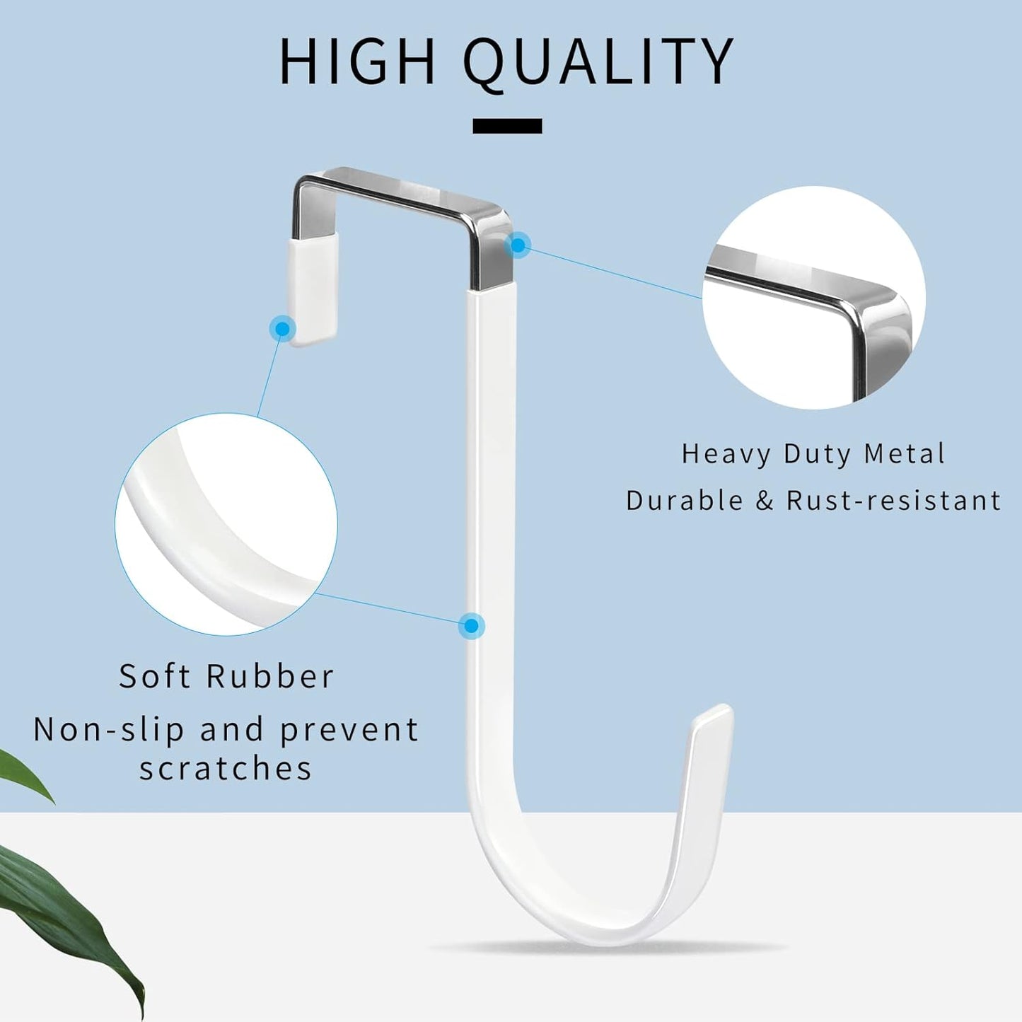 FYY 6PCS Over The Door Hooks, Door Hangers Hooks with Rubber Prevent Scratches Heavy Duty Organizer Hooks for Living Room, Bathroom, Bedroom, Kitchen Hanging Clothes, Towels, Hats, Bags Black+White