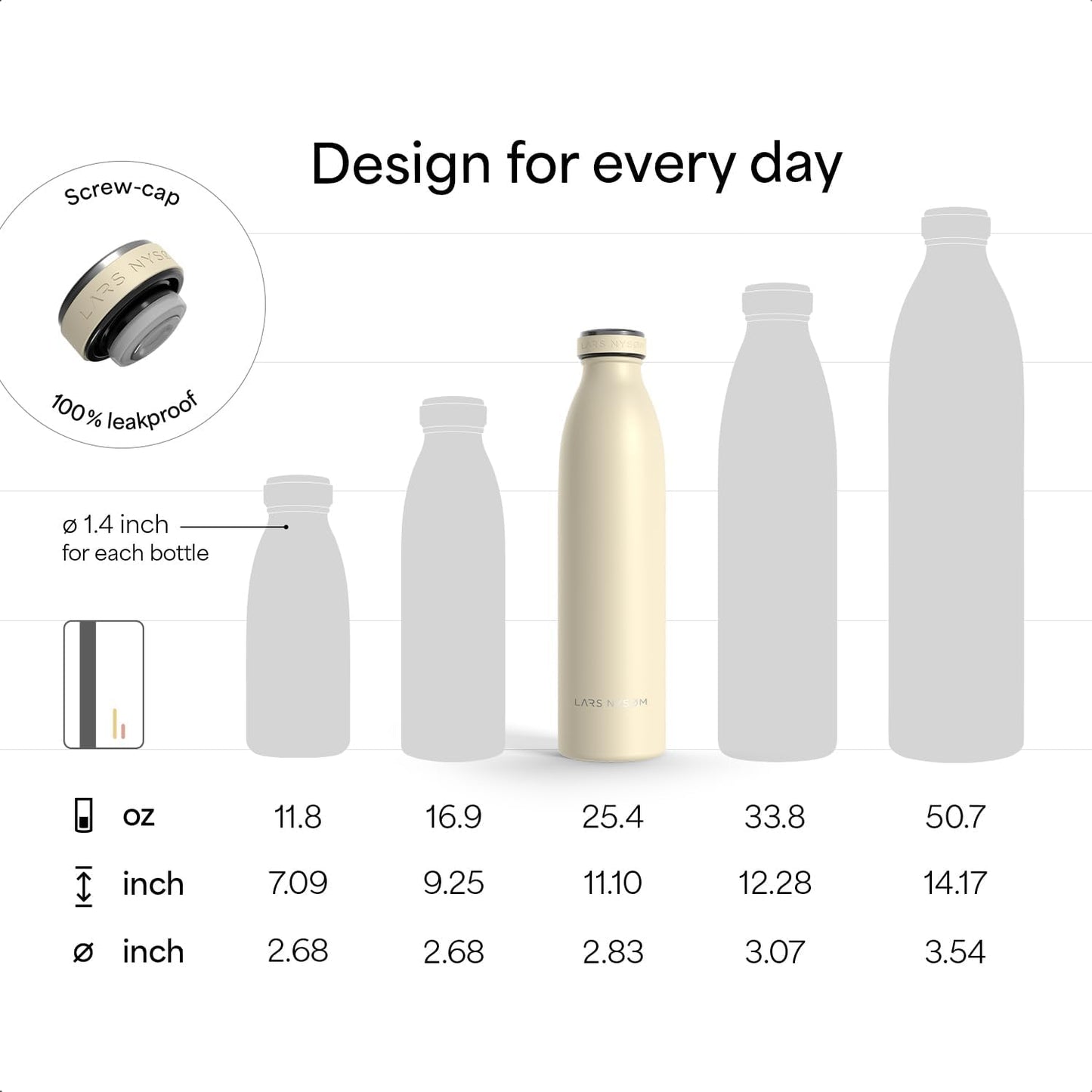LARS NYSØM Stainless Steel Insulated Water Bottle 12oz 17oz 25oz 34oz 51oz | Insulated Thermo Flask for Hot and Cold Beverages | Leakproof Drinking Bottle (Taupe Brown, 25.4 oz)