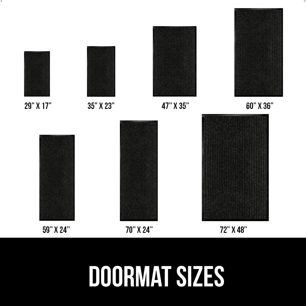 GORILLA GRIP Traffic Guard Door Mat, Heavy Duty Welcome Mats, Commercial Office Space Doormat, Waterproof, Fade Resistant, Strong Rubber Backing, Low Profile, Shoe and Boot Scraper, 29x17, Jet Black