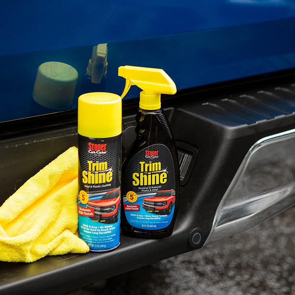 Stoner Car Care 91034-6PK Trim Shine – Vinyl and Plastic Protectant for Interior and Exterior Detailing, Restores OEM Color, Adds Shine, UV and Water Protection – 12 oz (Pack of 6)