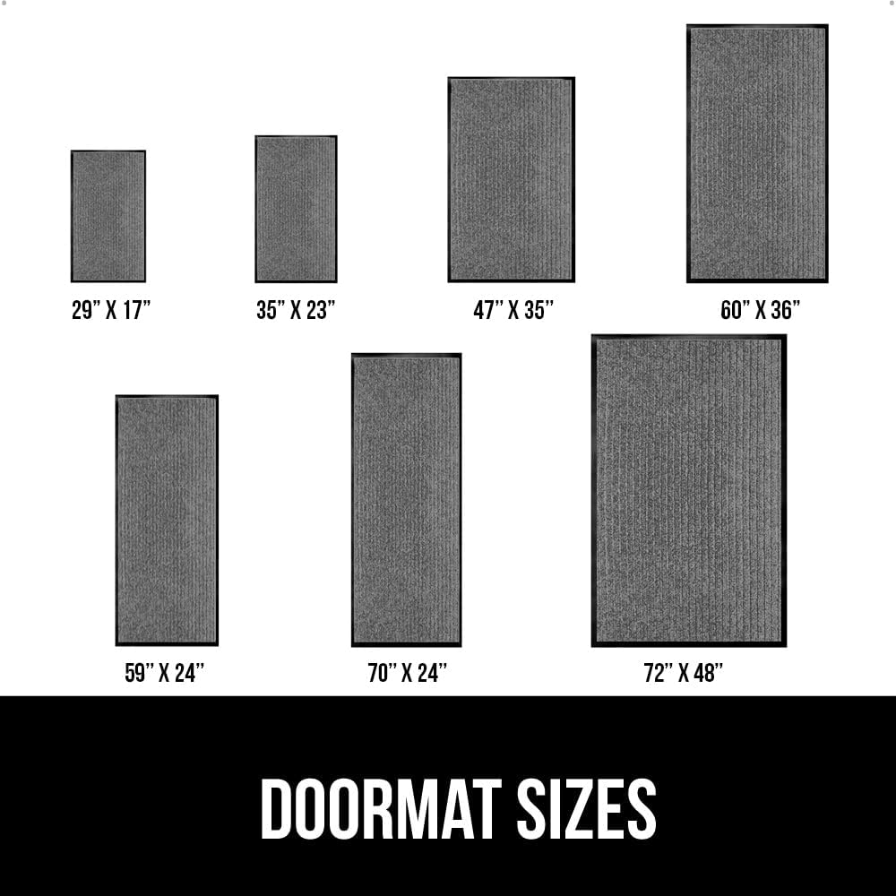 GORILLA GRIP Traffic Guard Door Mat, Heavy Duty Welcome Mats, Commercial Office Space Doormat, Waterproof, Fade Resistant, Strong Rubber Backing, Low Profile, Shoe and Boot Scraper, 35x23, Light Gray
