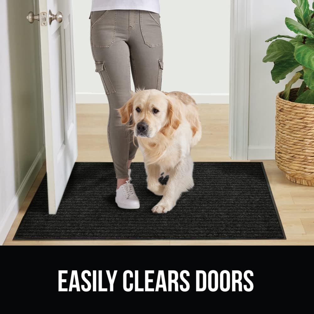 GORILLA GRIP Traffic Guard Door Mat, 2 Pack, Heavy Duty Waterproof Doormat, Commercial Office Space Welcome Mats, Stain and Fade Resistant, Low Profile, Strong Rubber Backing, 29x17, Jet Black