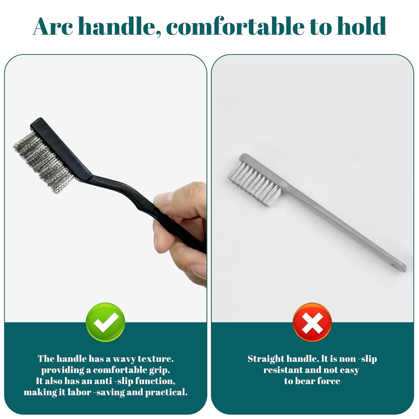 12 Pcs Mini Stainless Steel Wire Brush Set, Wire Scratch Brush with Curved Handle, Cleaning Weld Slag and Rust