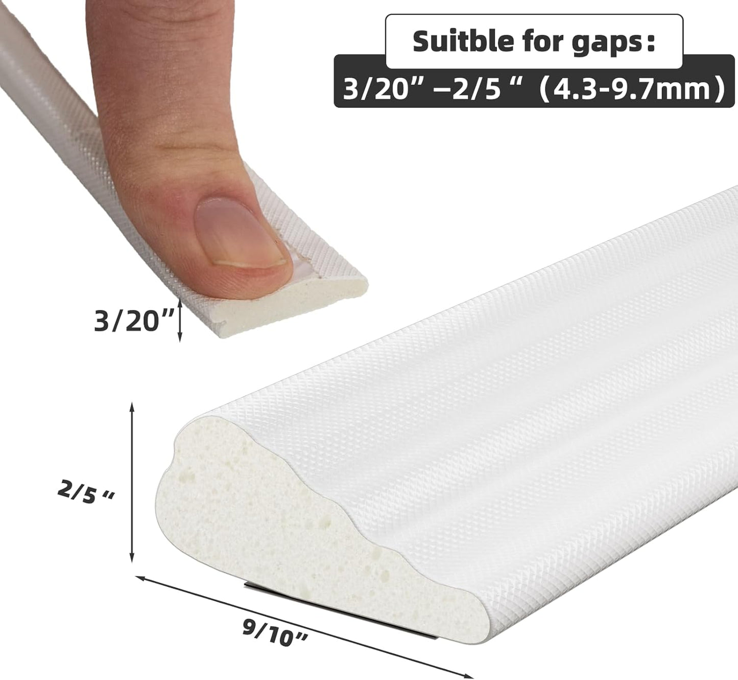 16.4 Ft Weather Stripping Seal Strip for Doors/Windows,Soundproofing Window Insulation Draft Stopper for Winter, Selfadhesive Foam Weather Strip for Door Frame,Door Gap Filler Noise Blocker(White)