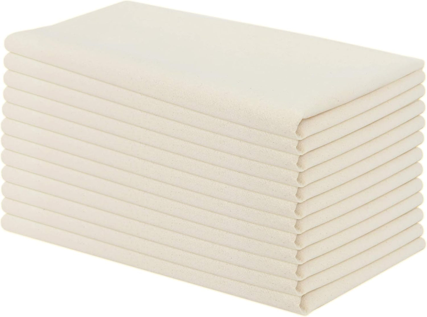 Aunti Em's Kitchen Flour Sack Dish Towels - Natural Cotton for Embroidery and Drying Glass, Hand, Dinnerware - Plain, Thick, Zero-Lint, Highly Absorbent - Set of 13, 27 x 27 Inch, Unbleached Tan