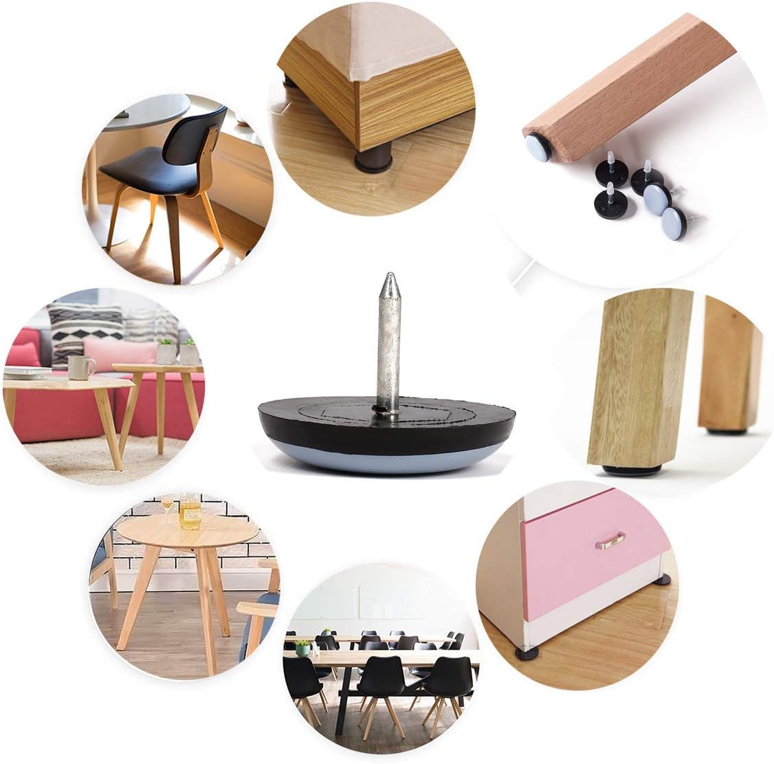 Furniture Glides Sliders-Furnigear PTFE (Teflon) Chair Leg Movers Sliders for Carpet and Hardwood Surface - Move Your Furniture Easily & Safely - Best Floor Protector (1-1/2", 12pack)