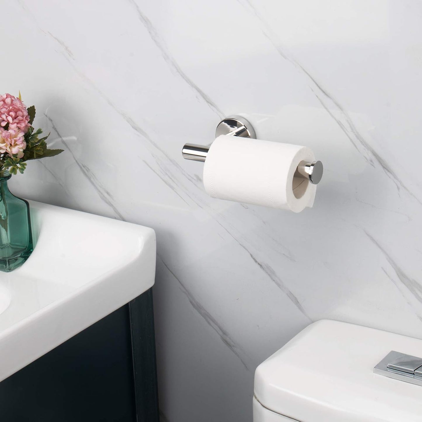 NearMoon Bathroom Toilet Paper Holder, Premium SUS304 Stainless Steel Rustproof Wall Mounted Toilet Roll Holder for Bathroom, Kitchen, Washroom (1 Pack, Chrome Finish)