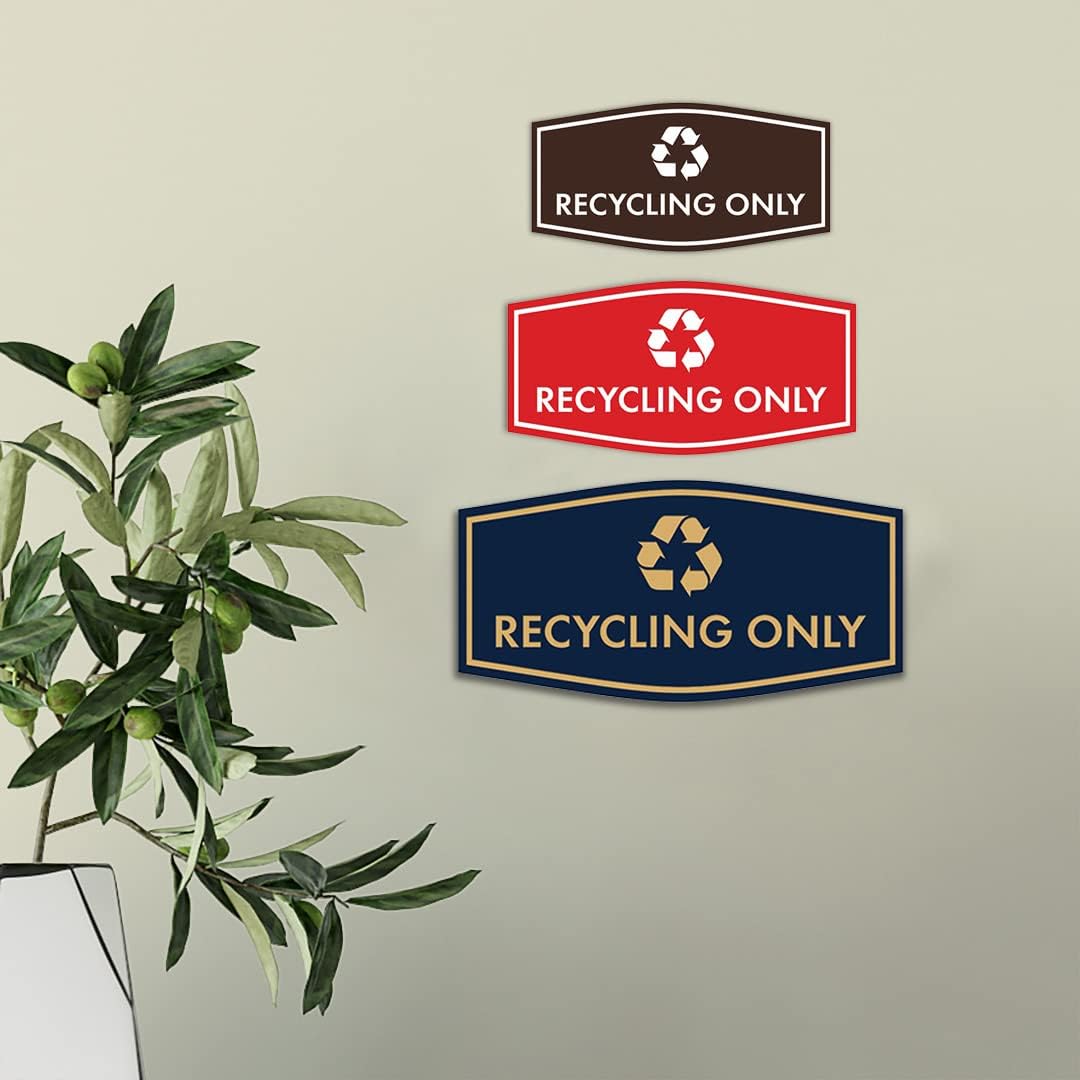 Fancy Recycling Only Sign (Red) - Small