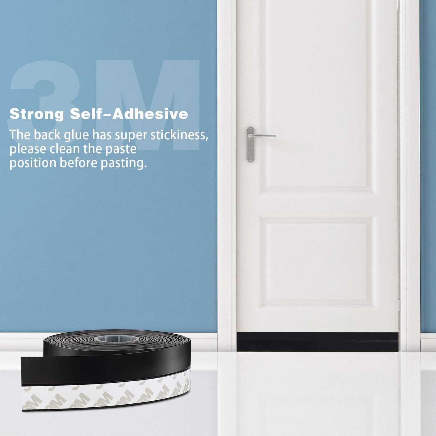 26 Feet Silicone Seal Strip, Weather Stripping Seal Tape for Door, Window & Shower Glass Gaps (Black, 35MM)