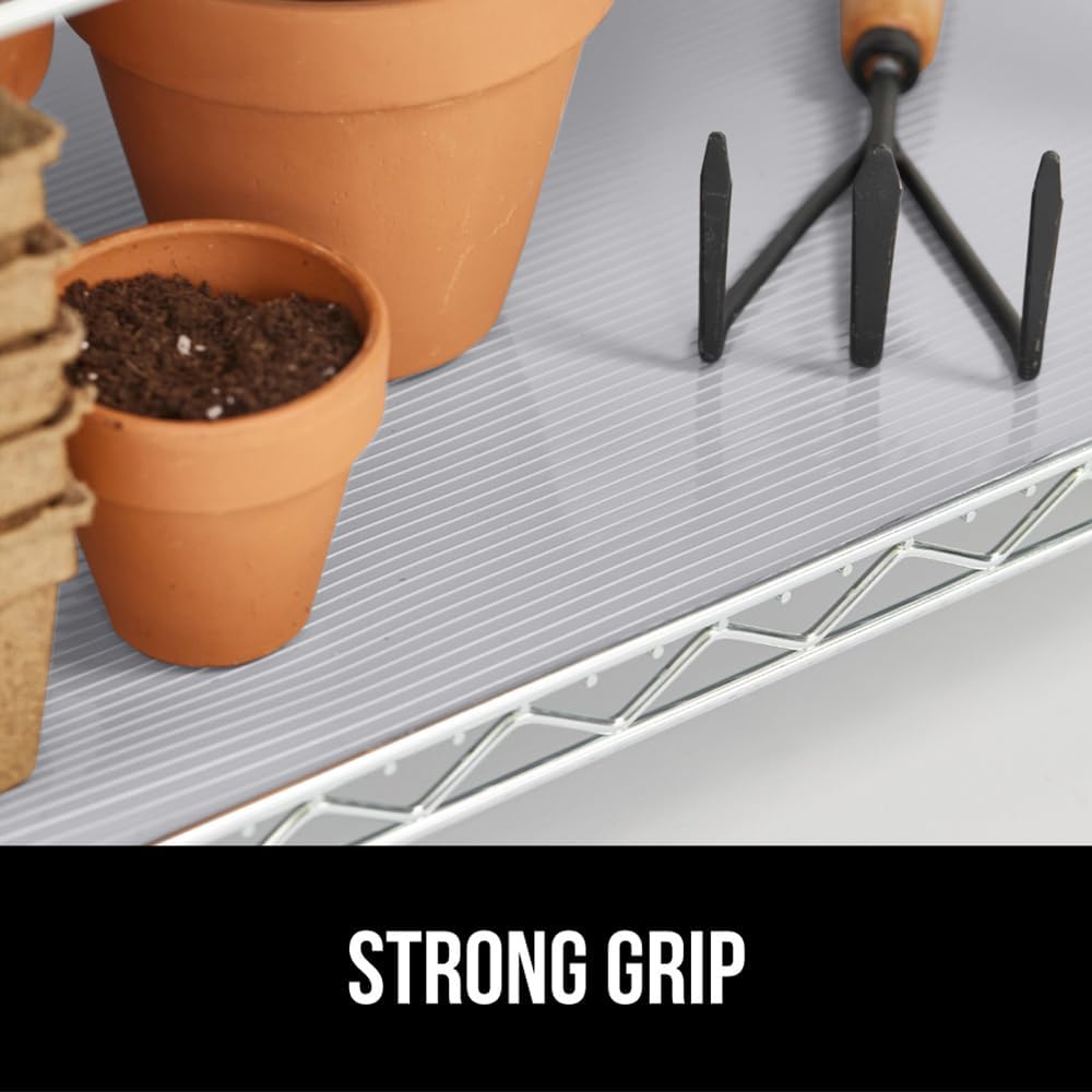 GORILLA GRIP DuraGuard Shelf Liner, Non-Adhesive Cabinet Liners for Kitchen Drawers, Shelves, Refrigerator, Pantry Storage, Bathroom Closet, Durable Waterproof BPA Free Ribbed Plastic, 20x10 Lt Gray