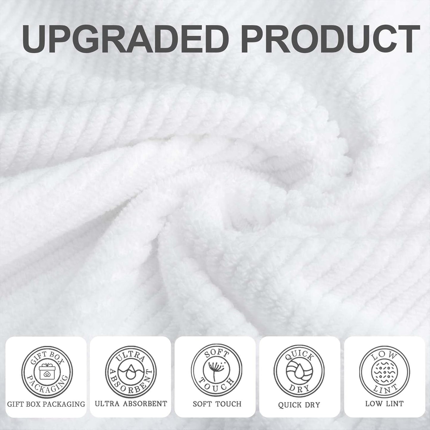 White Washcloths for Bathroom (6PC, 13"x13") - Cotton | Quick Dry | Lightweight | Thick | Soft | Absorbent, Hand Towels for Face & Body, Wash Cloths for Bathroom & Showering, Towel Gift Set