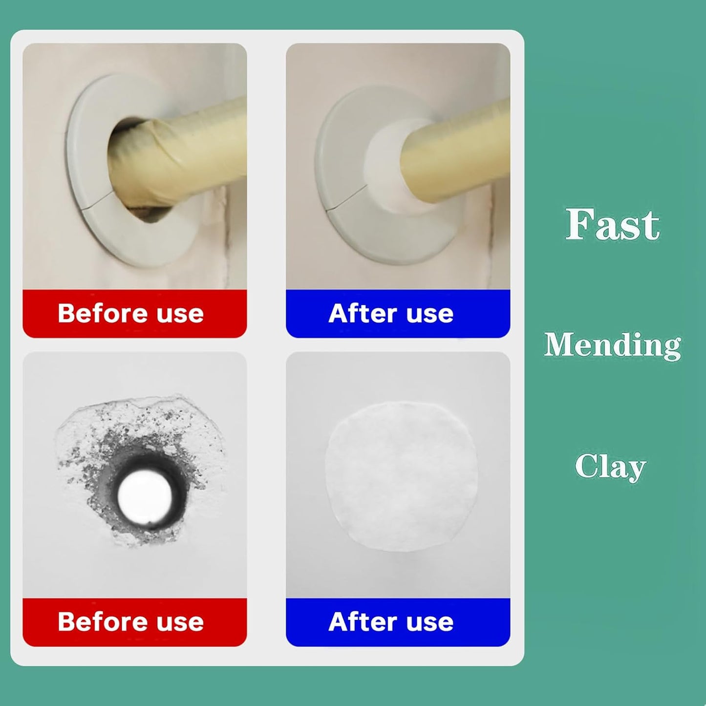 Pack of 4 White Seal Putty Waterproof Duct Seal Repair Sealing Clay, Quick Mending Mud for Drain Connection, Wall Hole, Air Conditioning Hole