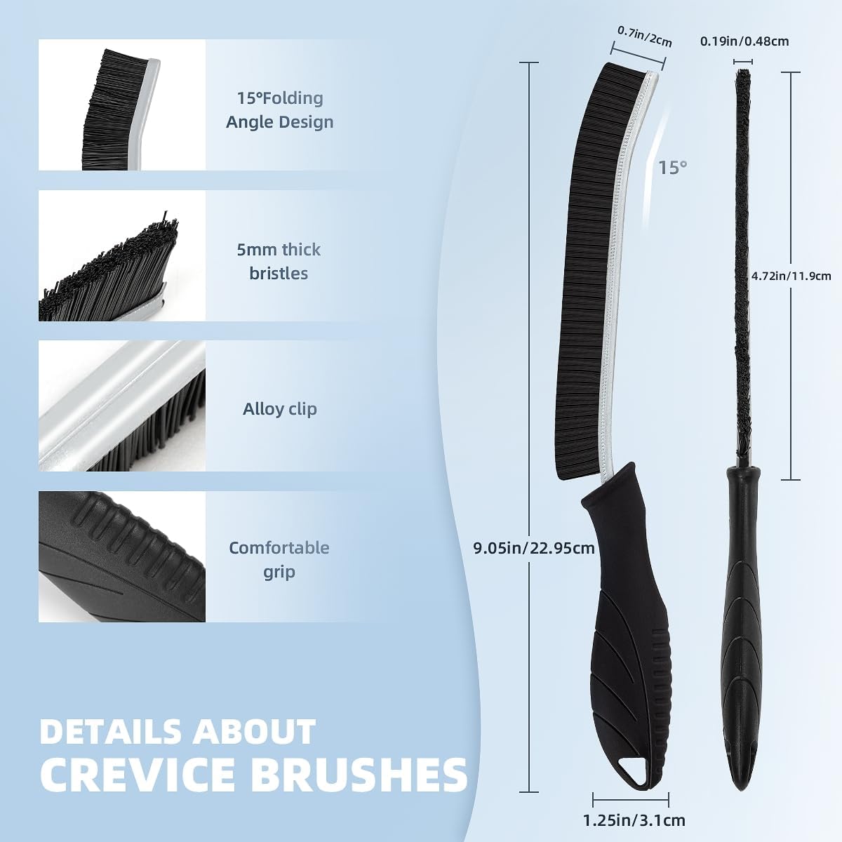 Hard Bristle Crevice Cleaning Brush-Thin Gap Scrub Brush, Small Cleaning Brush, Grout Brush, Kitchen Brush, Cleaning Tools for Toilet, Bathroom, Sink, Home, Household, Window (6, Lichen Blue)