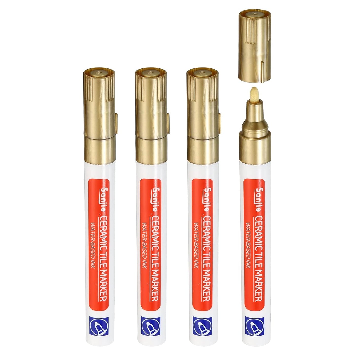 PATIKIL Grout Pen, 4 Pack Golden Tile Marker Waterproof Grout Sealer Pen Tile Repair Pens Paint Pens for Wall Floor Bathroom Kitchen Refresh
