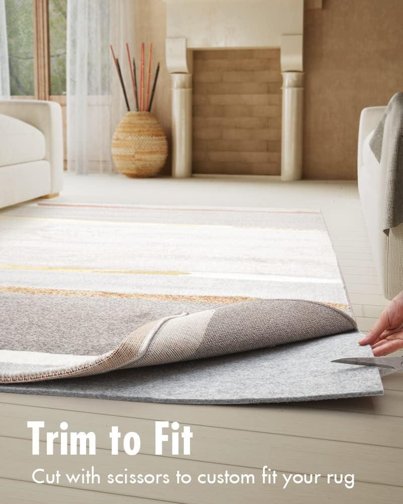 Double-Sided Non Slip Rug Pad Gripper - 2x6 Feet 1/4” Thick Dual Surface Felt Under Rug for Area Rugs and Hardwood Floors,Super Cushioned Non Skid Carpet Padding