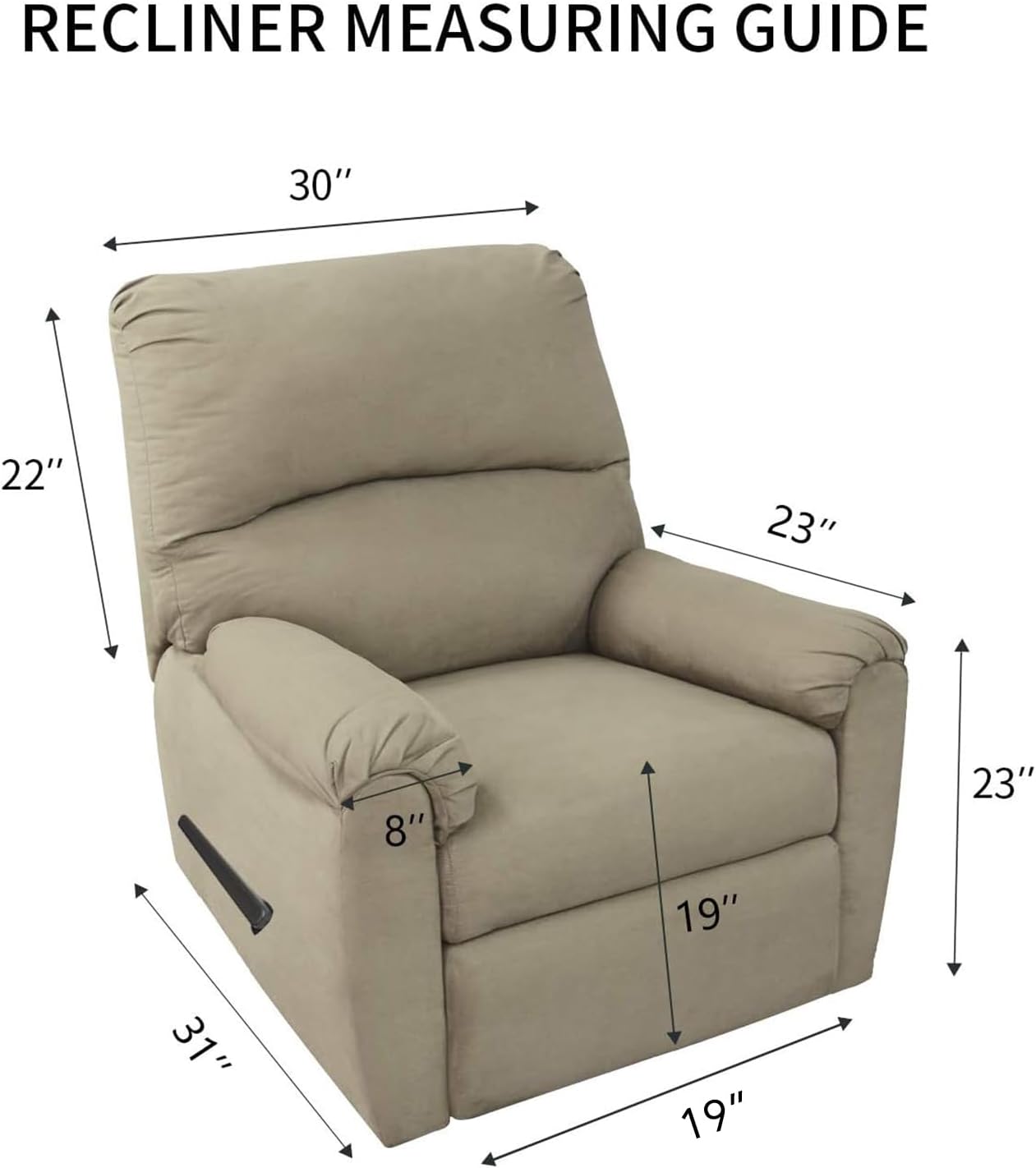 PureFit Reversible Quilted Sofa Cover, Water Resistant Slipcover Furniture Protector, Washable Couch Cover with Non Slip and Elastic Straps for Kids, Dogs, Pets (Small Recliner, Ivory/Ivory)