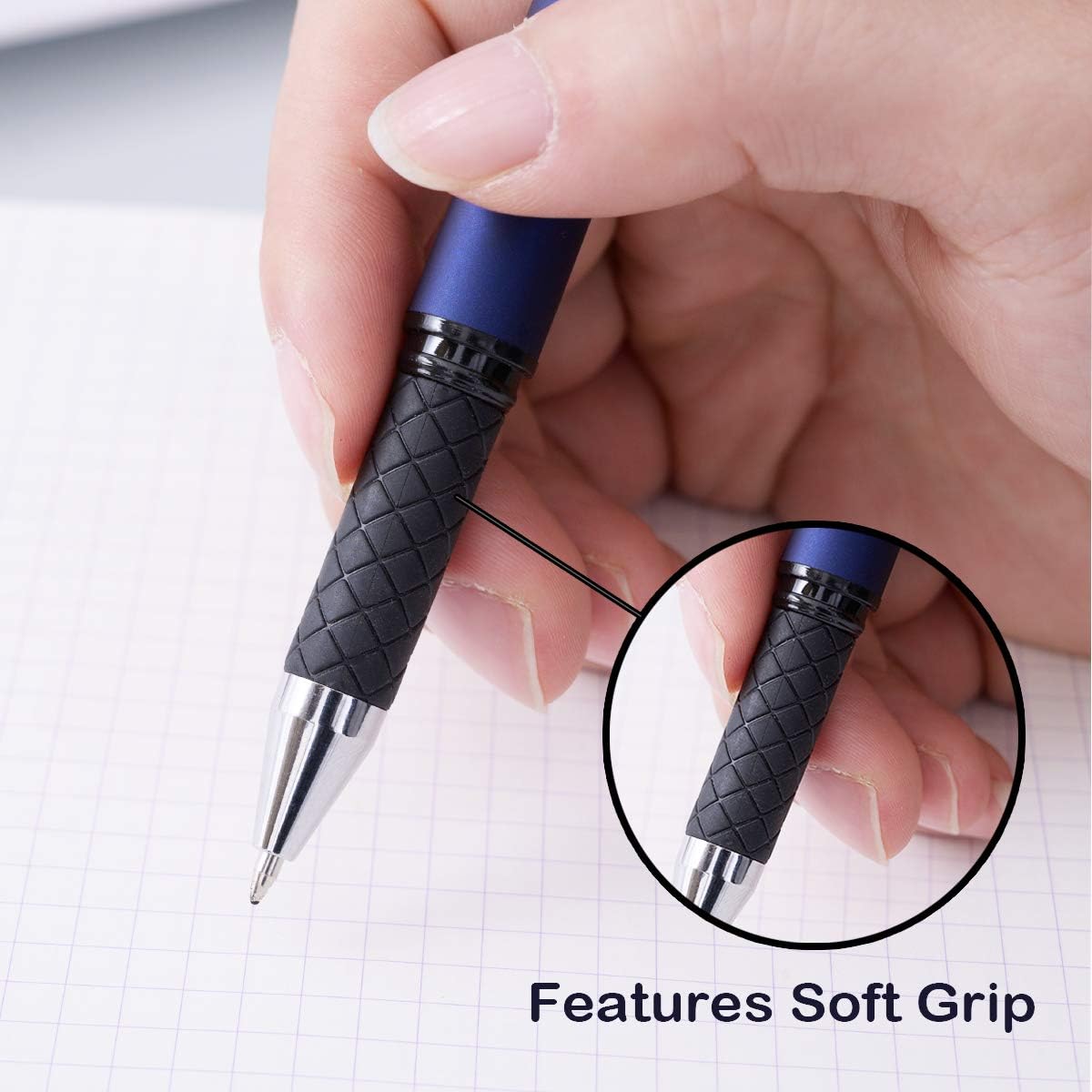 MiSiBao 0.7mm Black Ink Gel Ink Rollerball Pens 2 in 1 Medium Point Pens with Stylus Work Pen Smooth Writing for Office Black gel pen (Dark Grey-18pack)