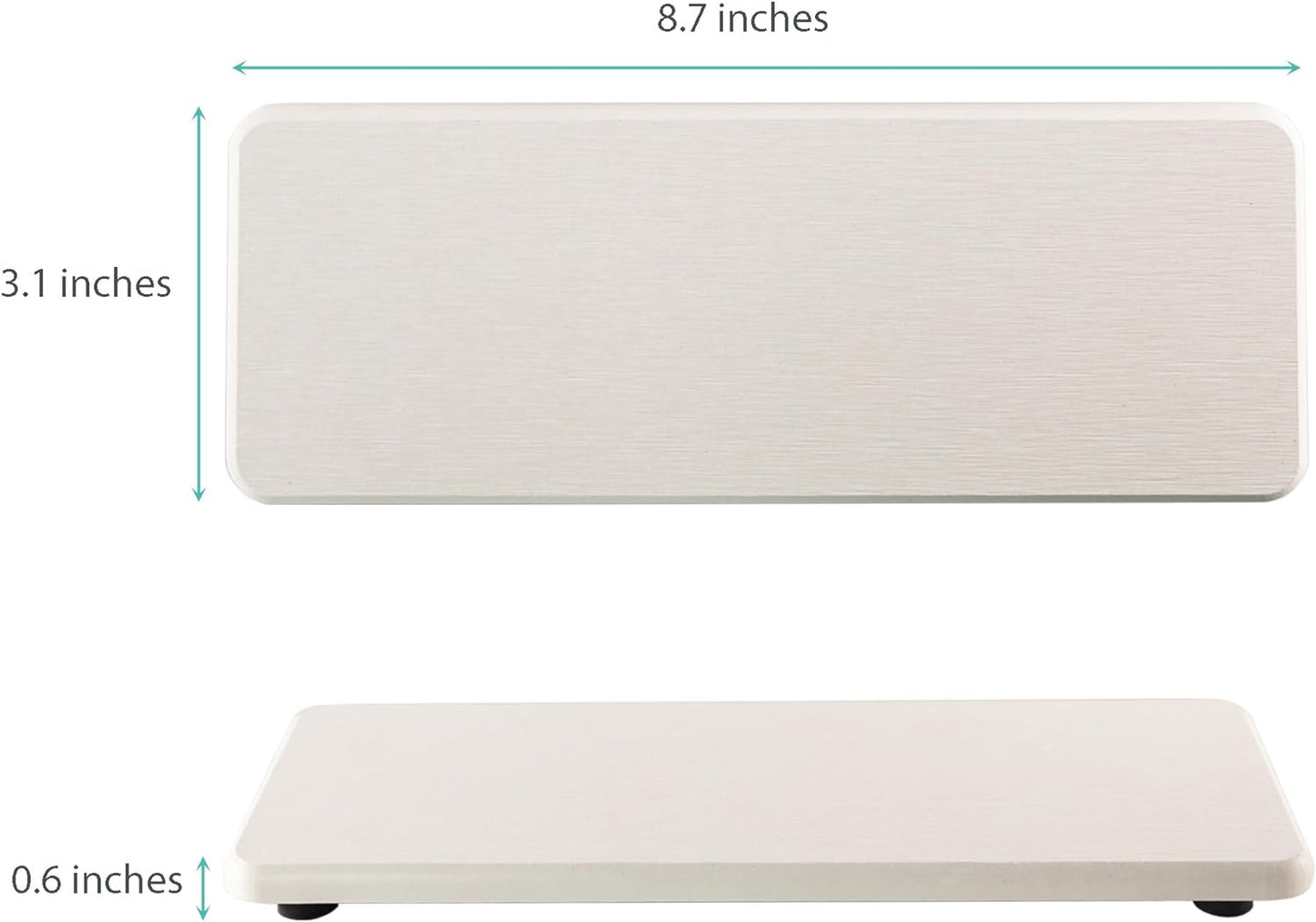 2 Pcs Water Absorbing Stone Trays, Kitchen/Bathroom Sink Soap Dish, Diatomite Tray Used for Hand Soap & Cosmetic Bottles in The Modern Home, 3.15" W x 8.7" L, White