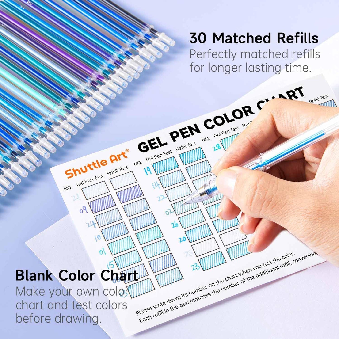 Shuttle Art 60 Pack Blue Tone Gel Pens, 30 Blue Tone Gel Pens with 30 Refills for Adults Coloring Books Journaling Drawing Nature, Landscapes, Animals Scenes