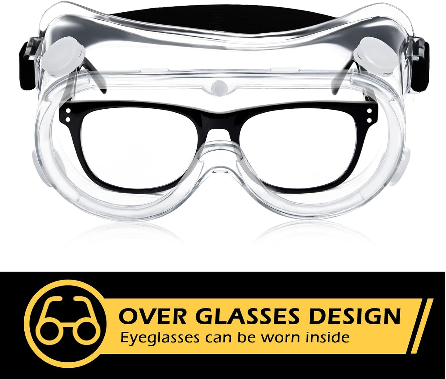 Yunsailing Protective Safety Goggles Lab Over Glasses Clear Anti Fog Eye Protection Goggles for Men Women