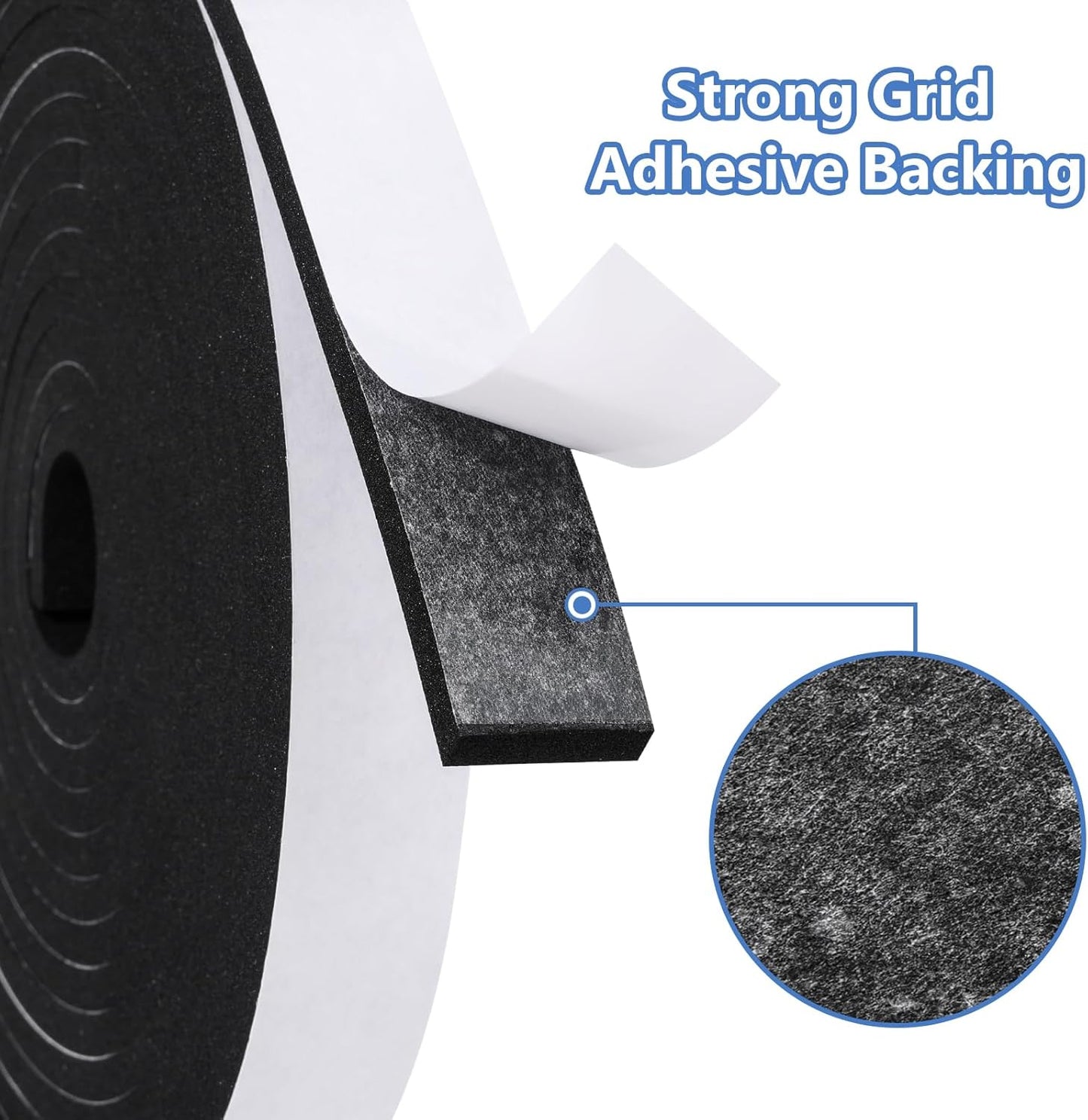 Weather Stripping Door Seal Strip- 1/2 Inch X 1/4 Inch X 16Feet, Strong Adhesive, Lightproof, Soundproof, Weatherproof Foam Tape Insulation for Sliding Door, Front Door Frame, Windows- Black