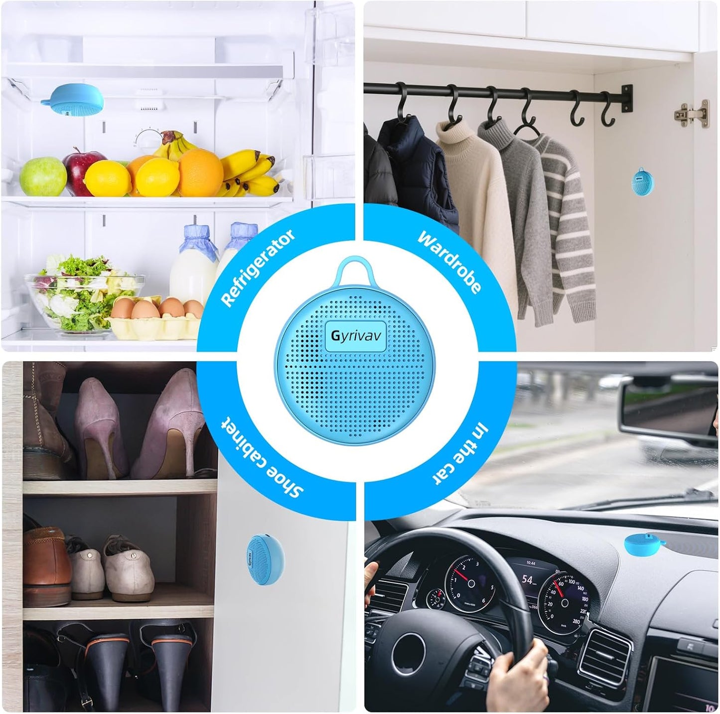 Refrigerator Deodorizer, Rechargeable Deodorizer, Fridge Deodorizer, Air Purifier, Suitable for Refrigerator, Car, Wardrobe, Shoe Cabinet, Better Than Baking Soda and Charcoal（Blue）