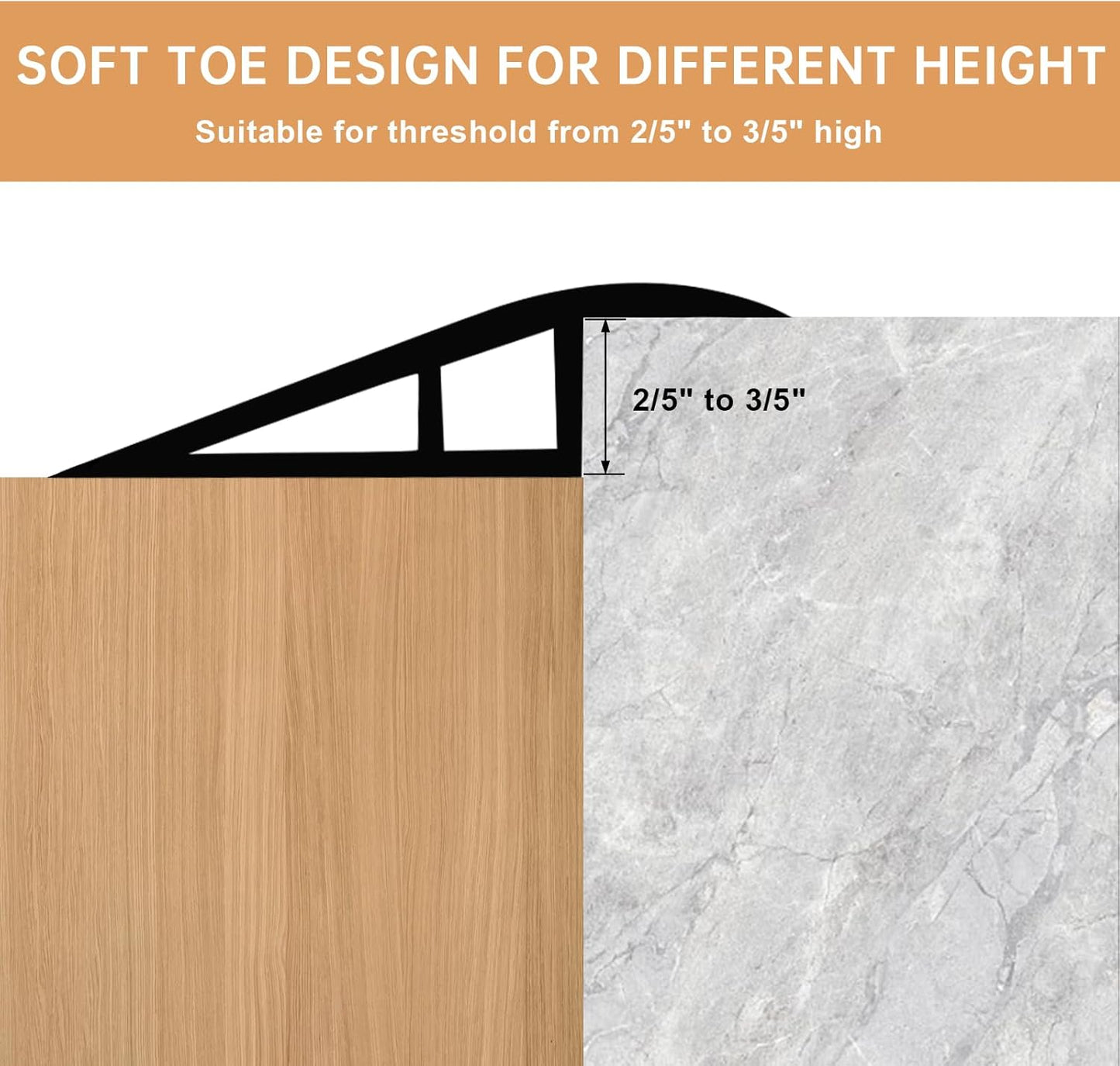 Vinyl Door Threshold Flooring Transition Strip Self Adhesive Carpet Edging Strip for Laminate Doorway Edge Threshold from 2/5" to 3/5" (Yellow Wood Grain, 6.6 Ft)