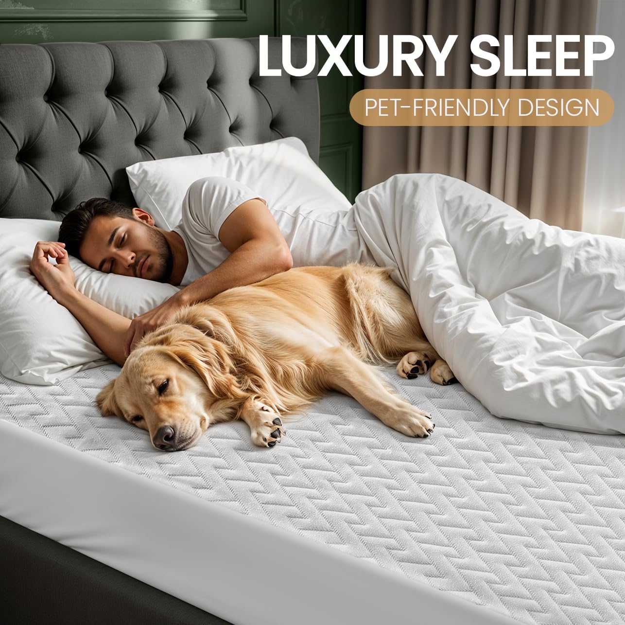 Utopia Bedding Waterproof Mattress Protector Twin Size, Premium 3D Air Soft Fabric Mattress Cover, Fits 15 Inches Deep, Breathable, Fitted Style with Stretchable Pockets