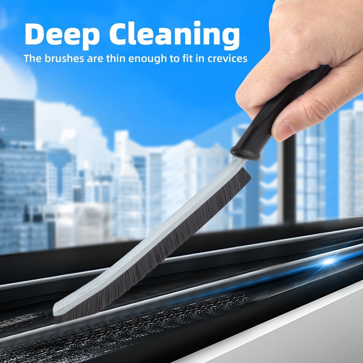 Hard Bristle Crevice Cleaning Brush-Thin Gap Scrub Brush, Small Cleaning Brush, Grout Brush, Kitchen Brush, Cleaning Tools for Toilet, Bathroom, Sink, Home, Household, Window (3, Orange)