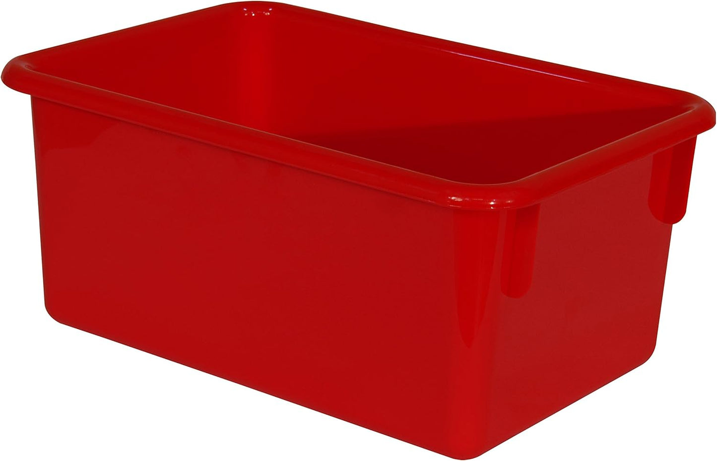 Wood Designs Cubby Storage Bin, Heavy Duty Plastic Containers for Kids Red Cubby Tray Set of 12