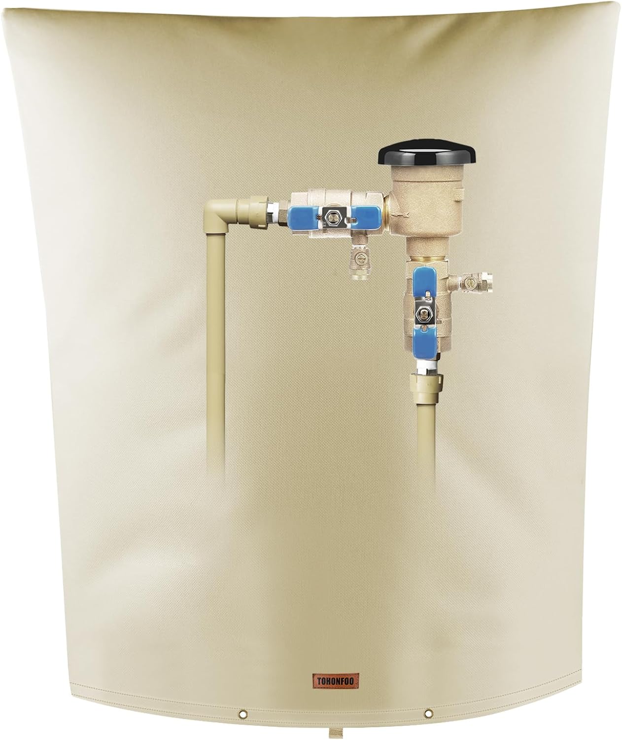 Backflow Preventer Pipe Insulation Cover (5°F) - Irrigation Sprinkler Valve Insulated Pouch - Water Well Pump Cover - Sturdy 5 Layers for Winter Freeze Protection, 18" W x 24" H, Beige