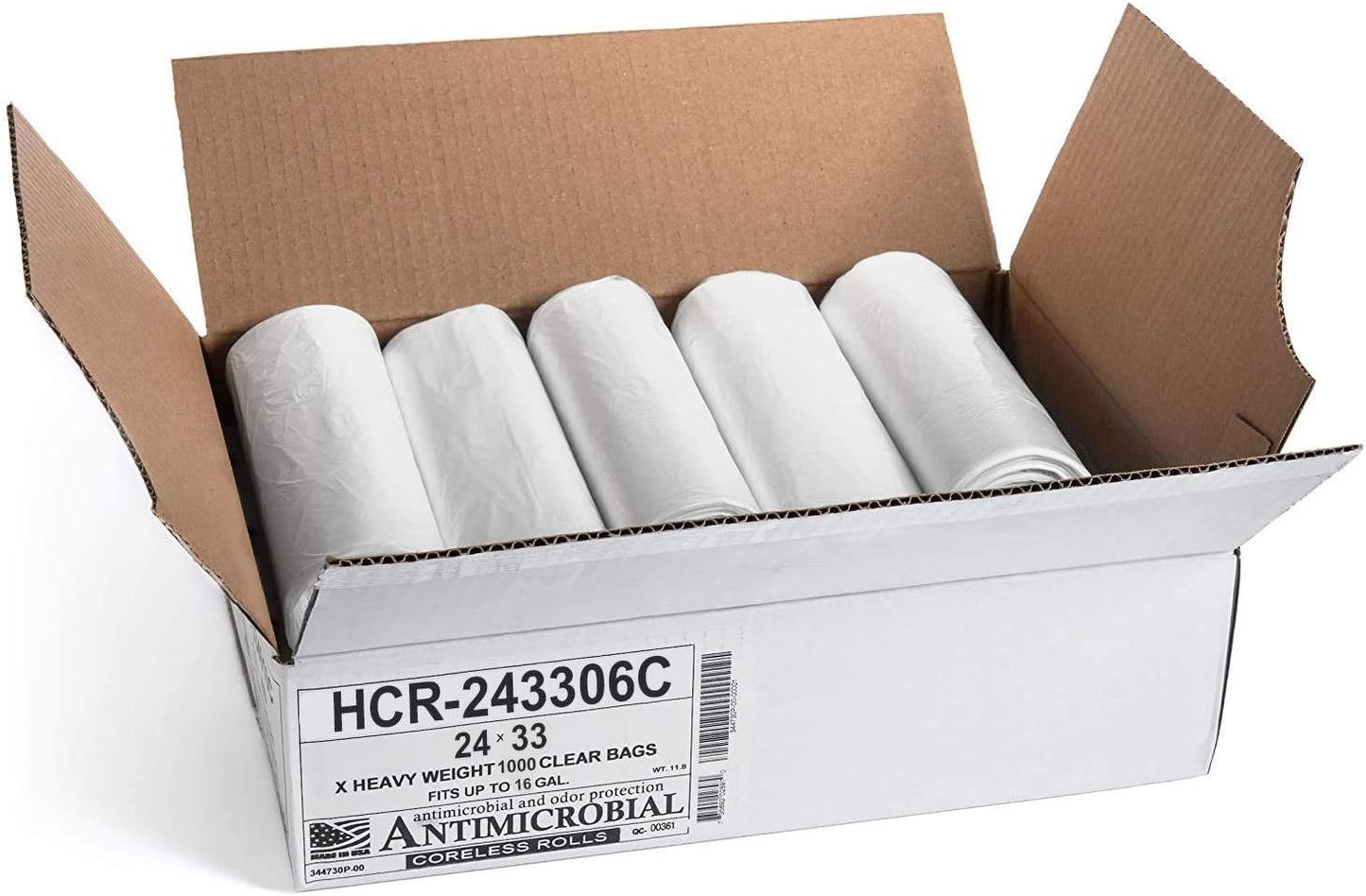 Aluf Plastics High Density Trash Bags, 16 Gallon, 1000 Count, 6 Micron (eq), 24" x 33", Clear, for Bathroom, Office, Industrial, Commercial, Janitorial, Municipal, Recycling