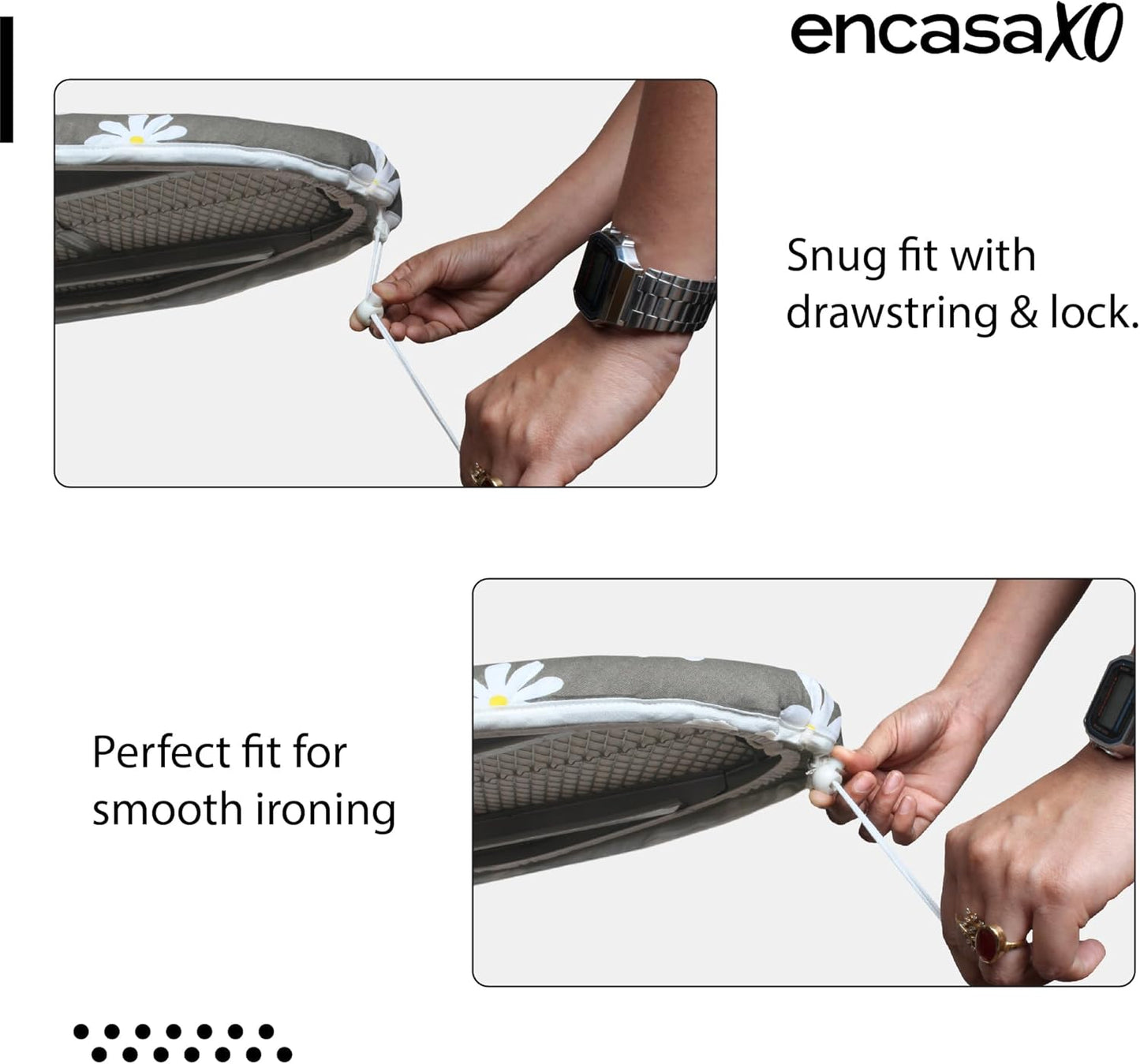 Encasa XO Ironing Board Cover and Pad 54"x15" - Thick 3mm Felt Padding, Drawstring Tightening & Lock, Easy Fit, Scorch & Stain Resistant, Fits Standard Large Ironing Board - Zig Zag Peri