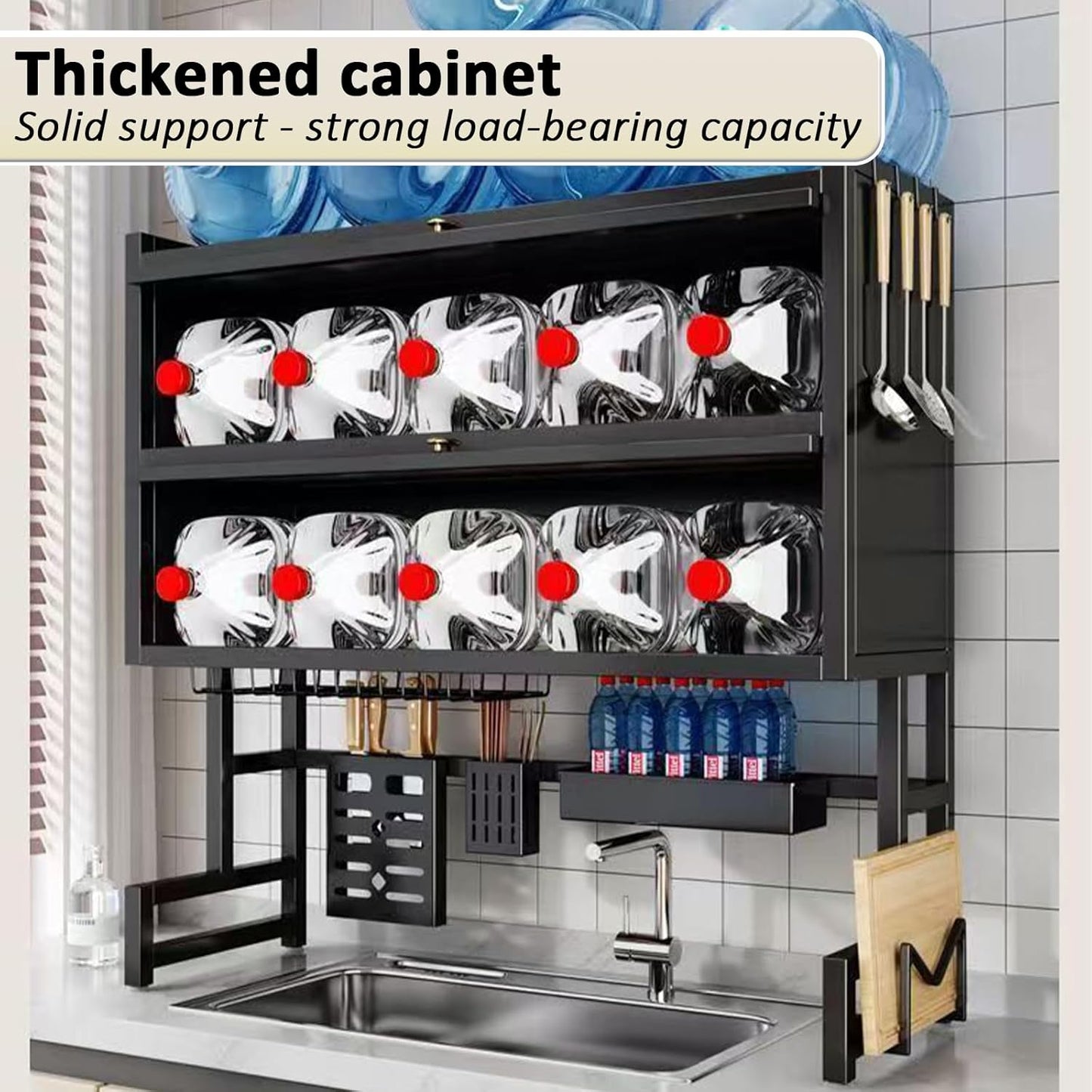 Over The Sink Dish Drainer Drying Rack 4 Tiers with Cover, Keep Kitchen Sink Shlef Organized Space-Saving Dish Drying Rack, Large Drying Rack for Dishes, Glasses, Bowls, Cutlery W-37.4in
