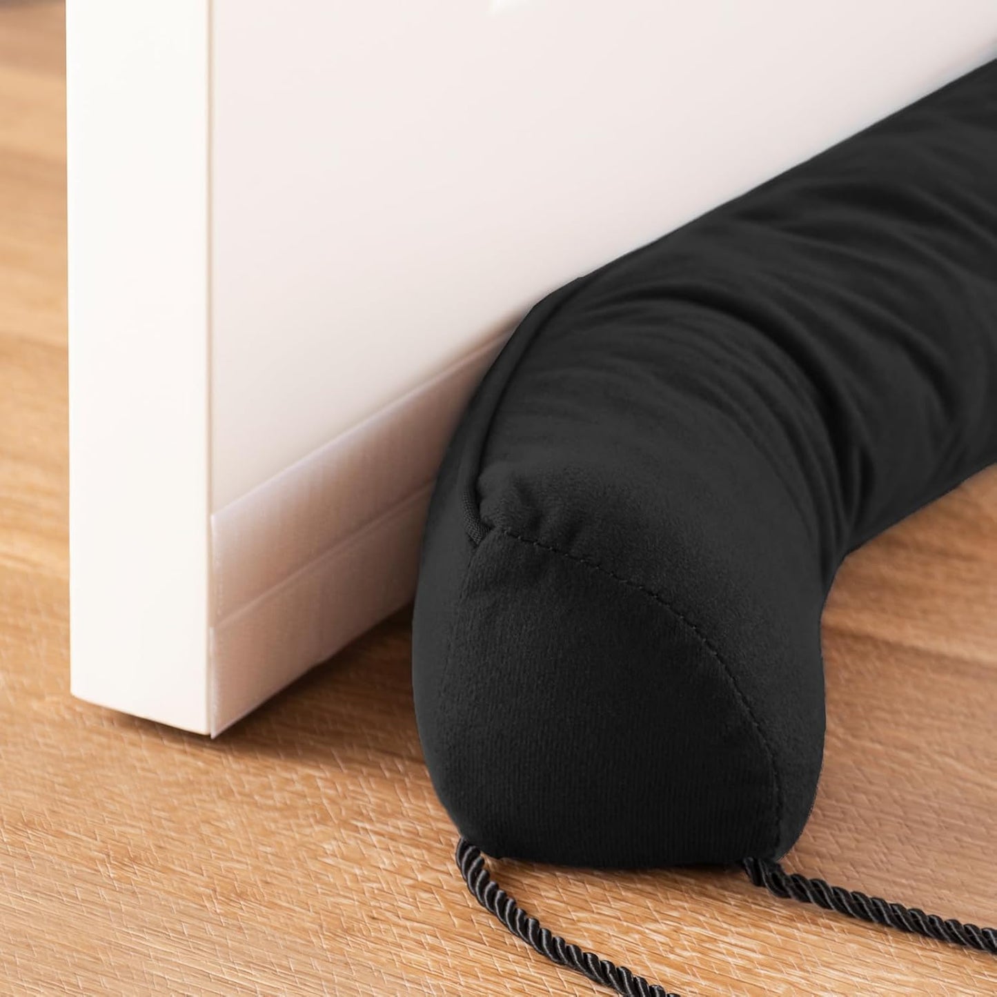 Sunolga 48" Door Draft Stopper Blocks Hot and Cold Air with Removable Washable Cover for Gaps Up to 3", All-Season Seal for Noise, Door Sweep for Bottom of Door and Window, Home Essentials, Black