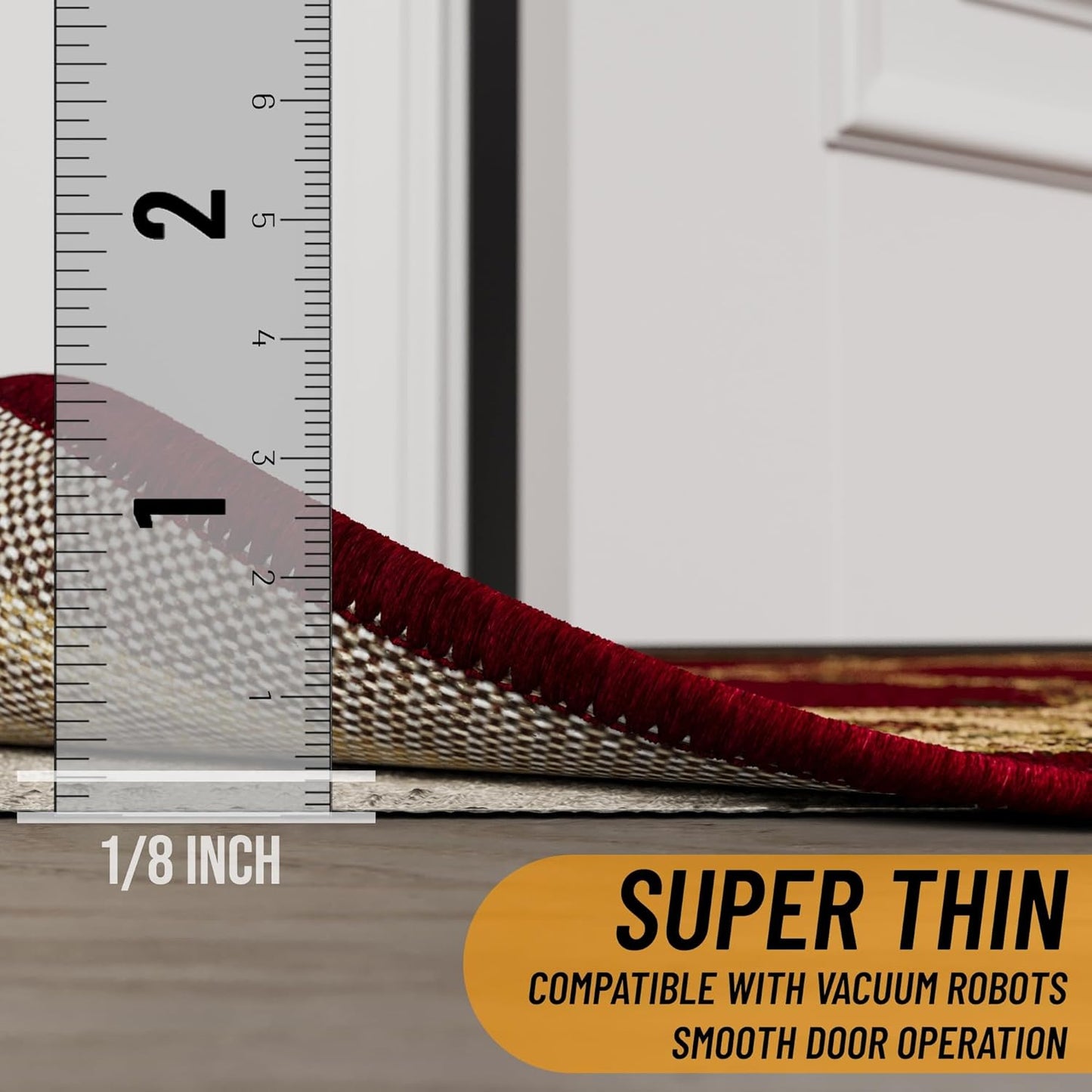 Ottomanson 2' x 7'8" Non-Slip Rug Pad Gripper 1/12 Inch Ultra Thin Dual Surface Felt + Rubber Gripper - Safe for All Floors, Cream