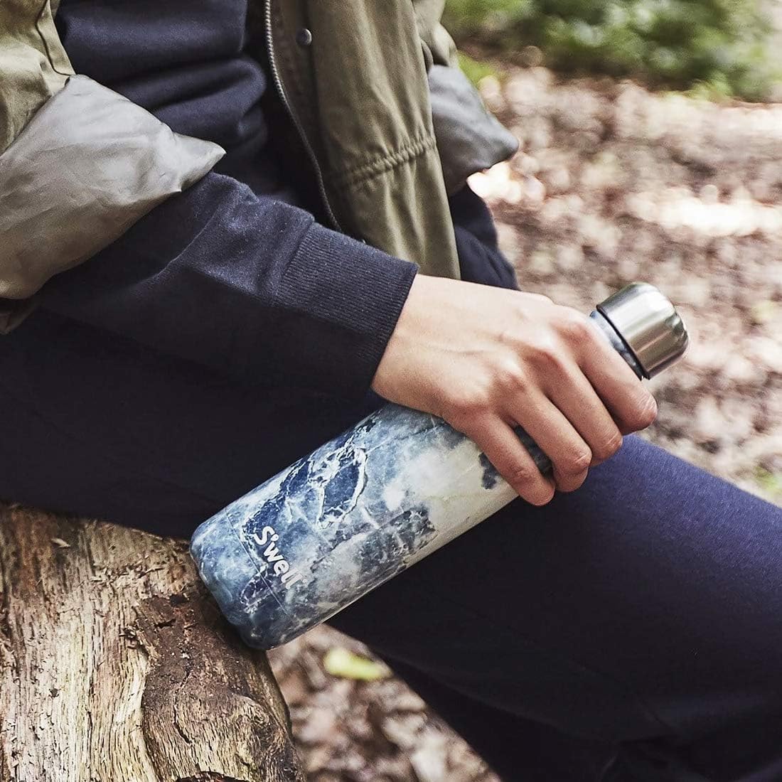 S'well Stainless Steel Water Bottle, 17oz, Blue Granite, Triple Layered Vacuum Insulated Containers Keeps Drinks Cold for 36 Hours and Hot for 18, BPA Free, Perfect for On the Go