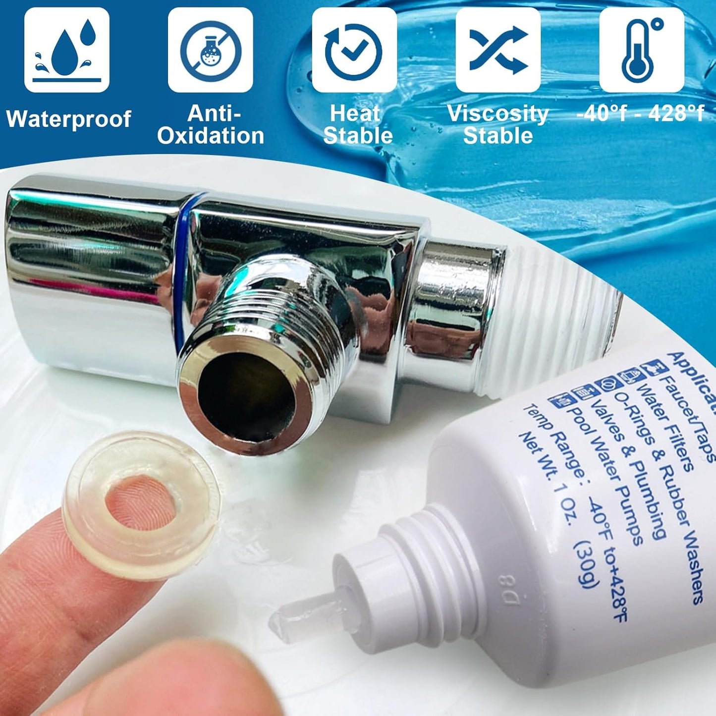 Faucet O-Rings Grease Silicone Lubricant Pool Lube Tube for O Ring Rubber Washers Water Filter Pump Gaskets Cartridges Valves Pressure Plugs Seals,1 oz 1-Pack