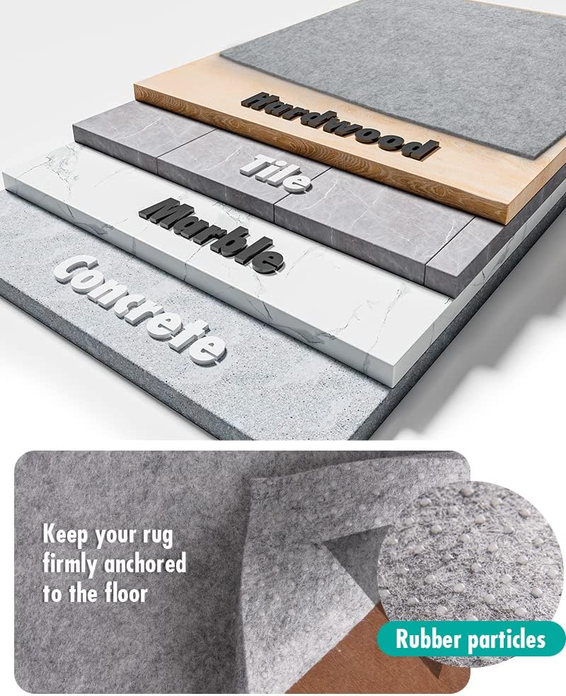 Non Slip Rug Pad Gripper - 10x14 Feet 1/8” Extra Thick Felt Under Rug for Area Rugs and Hardwood Floors,Super Cushioned Non Skid Carpet Padding