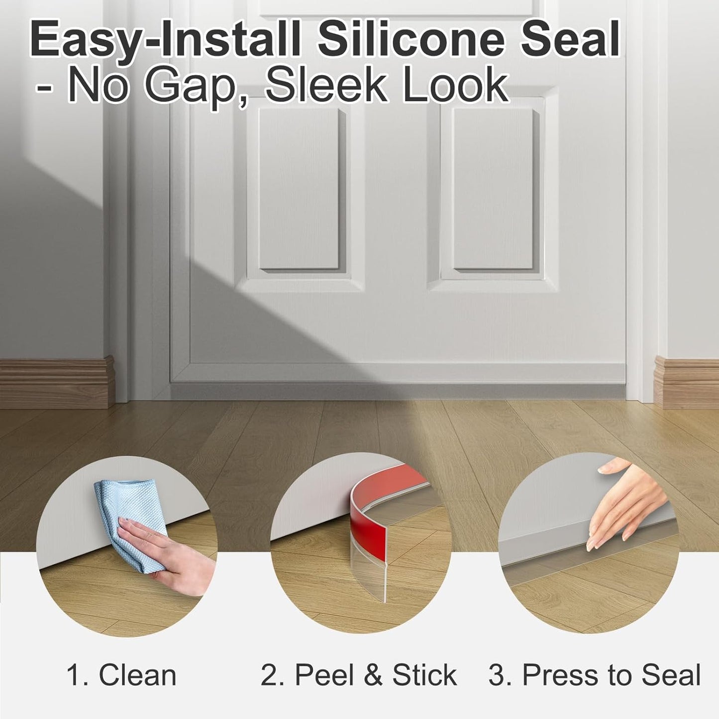 Heavy-Duty 36 ft x 3 in Weather Stripping, Extra Thick 2mm Door Draft Stopper Silicone Seal Strip for House and Glass Shower Doors for Collision and Side Gaps of Door and Windows, Clear