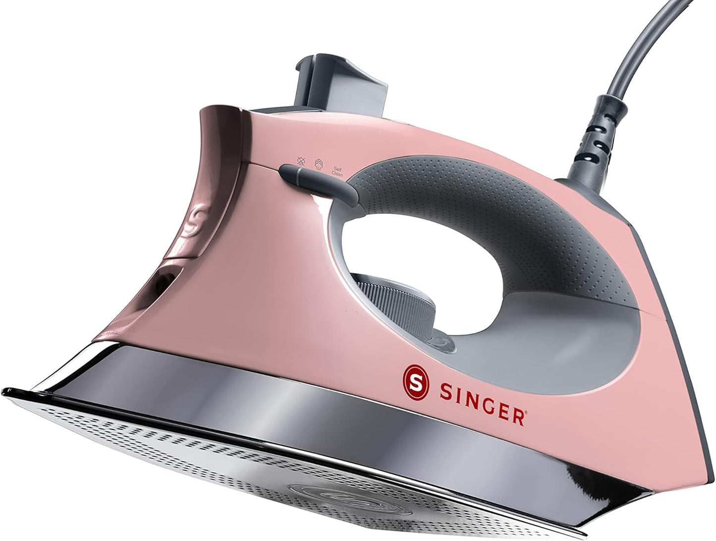 SINGER SteamCraft Steam Iron (1700W) | Steamer with Stainless Steel Plate, OnPoint Precision Tip for Hard-to-Reach Areas, Vertical Steam, Auto Shutoff & 300ml Tank Capacity – Pink