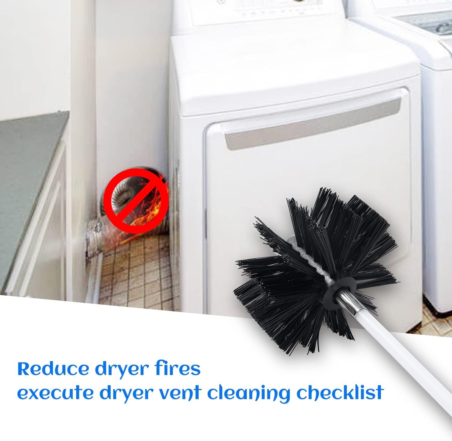 HOKLNUSE Dryer Vent Cleaner Kit Chimney Sweep Cleaning Tools Pellet Stove Cleaner Kit Air Dryer Duct Fireplace Brushes for Easy Lint Cleaning with 4" and 6" Brush Heads (Medium Duty, 20Feet)