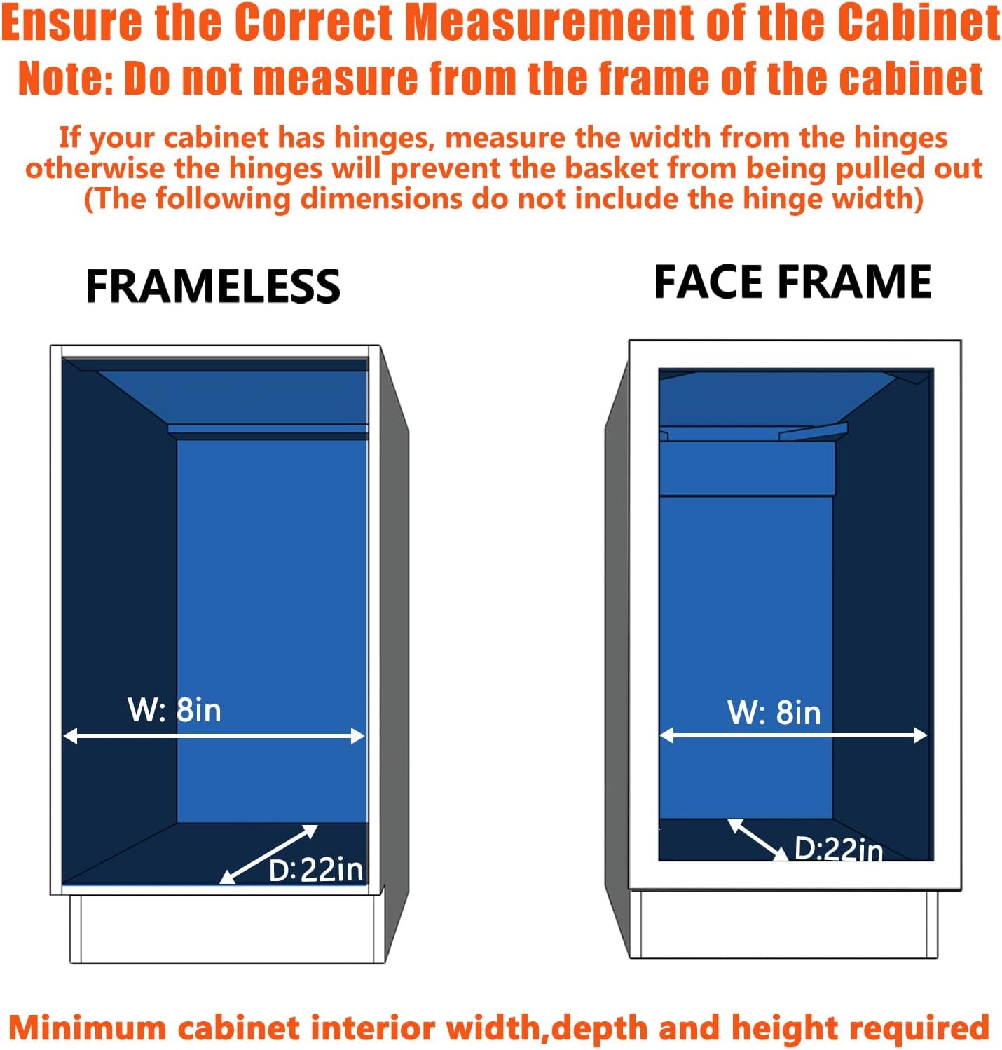 Pull Out Cabinet Organizer 7½" W x 21½" D, Heavy Duty Cabinet Pull Out Shelves, Slide Out Drawers Organization for Kitchen Cabinets Bathroom