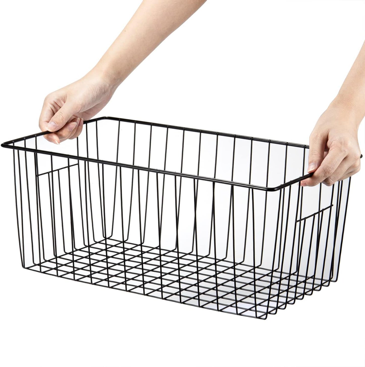 16inch Upright Freezer Organizer Baskets for 13-14,16-21 cu.ft Standup Freezer, Settle freezer chaos and reduce food waste effectively, Durable, Fully Use Space, Improve Air Circulate, Black, 6pcs