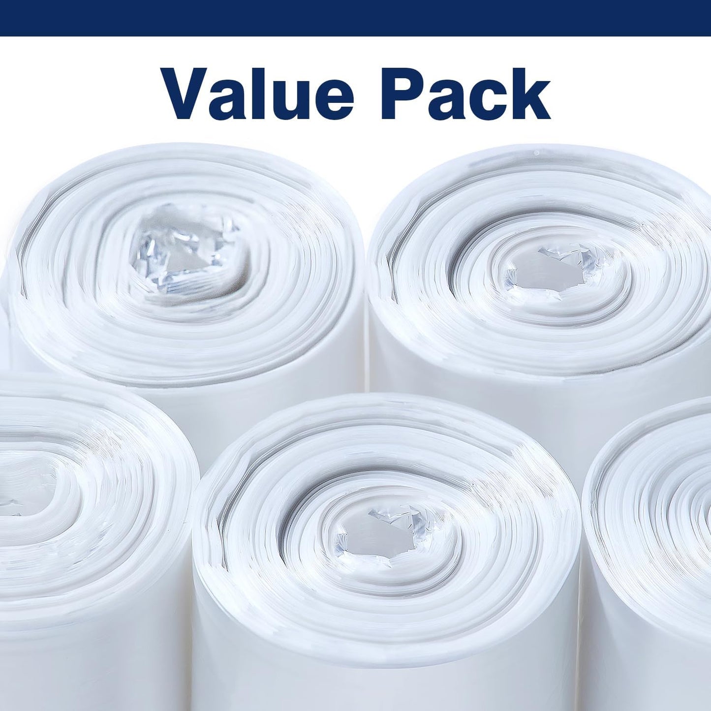 7-10 Gallon Clear Trash Can Liners, 24'' x 24'', Wholesale 1000 Count, High Density Garbage Bags for Office, Bathroom, Commercial and Industrial Use