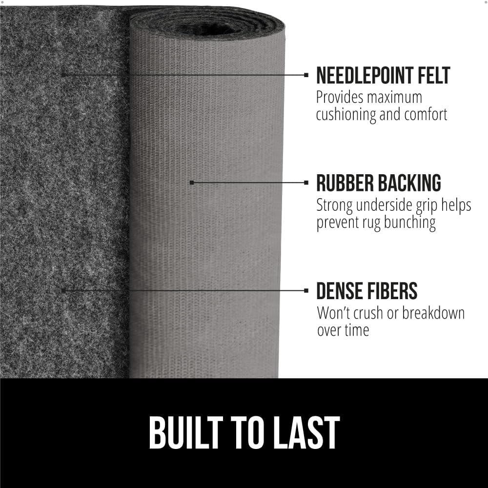 GORILLA GRIP Felt and Natural Rubber Stay in Place Slip Resistant Rug Pad, 1/4in Thick, 6x9 FT Protective Padding Under Area Rugs, Cushioned Gripper Pads, Carpet Runners, Hardwood Floors Protection