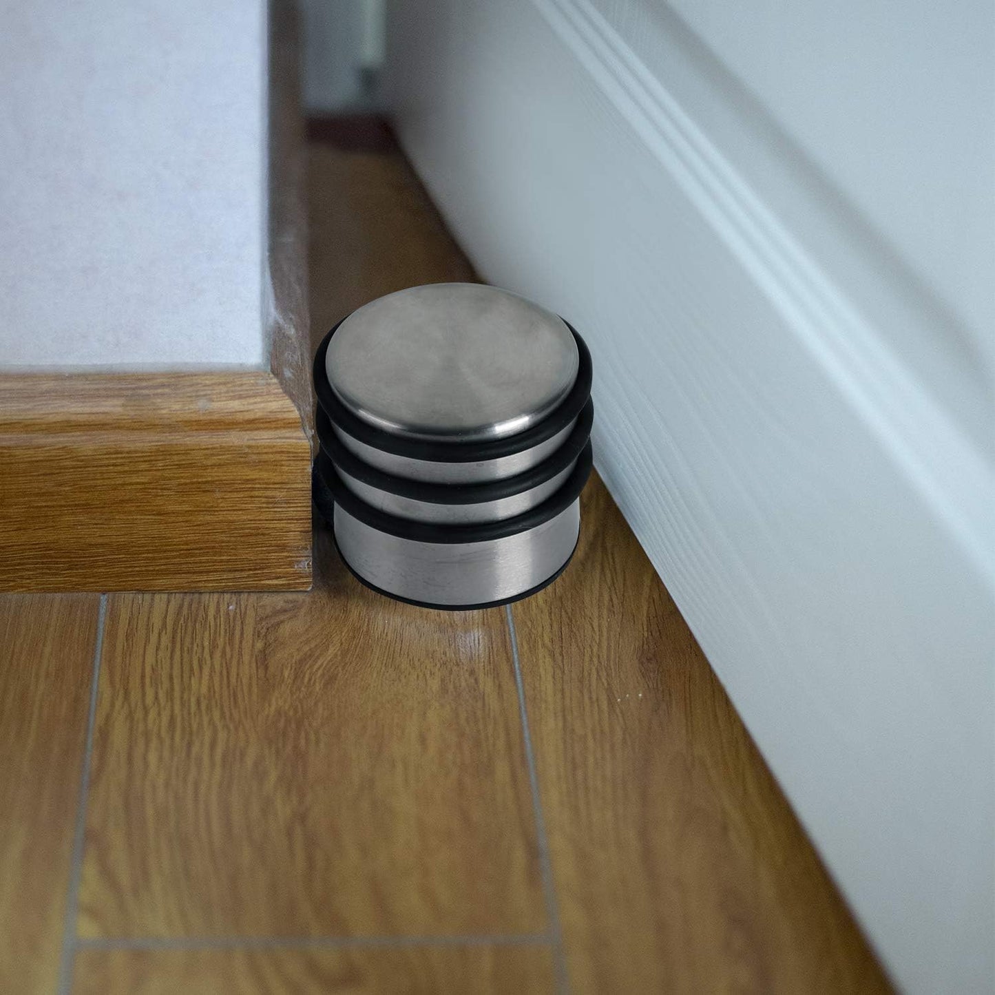 KINJOEK Heavy Weight Door Stopper, No DrillStainless Steel Door Stop with Protective Rubber Bands Door Wedge for Office, Home, Garage, Laundry Door