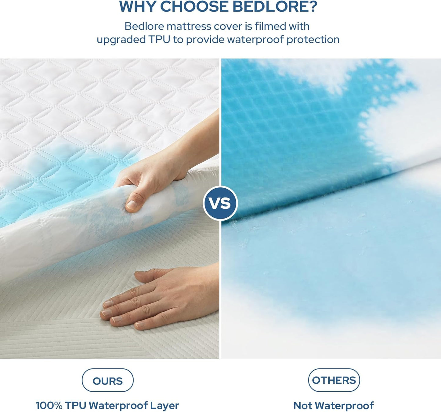 BEDLORE Waterproof Mattress Protector, California King Size Noiseless Mattress Pad with Deep Pocket Fitted Up to 6-18 inches, Soft Noiseless Bed Mattress Cover Washable for Home, Bedroom, Hotel