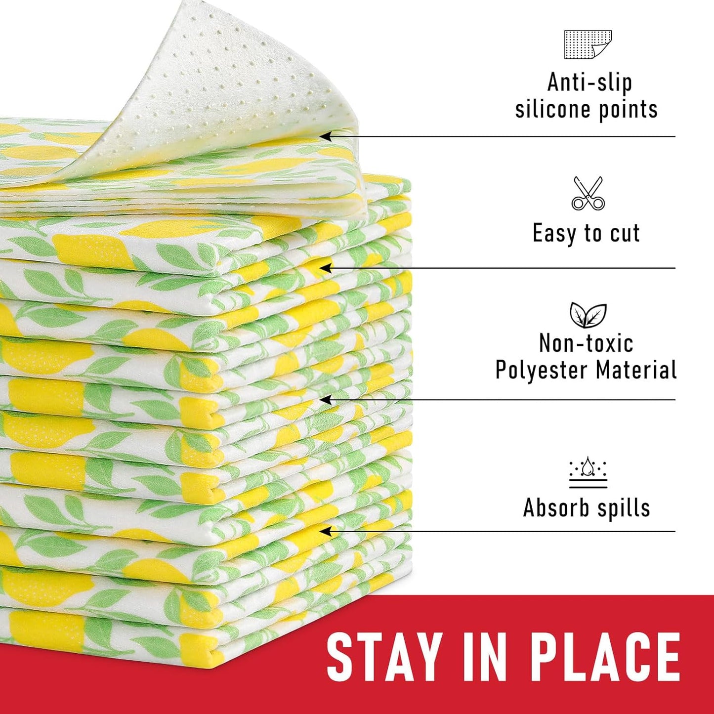 Cooyes 12 Pack Polyester Shelf Liners for Kitchen Cabinets, 17.7" × 24", Non-Slip Refrigerator Liners Machine Washable, Refrigerator Drawer Mats for Glass Shelves and Kitchen Cabinets