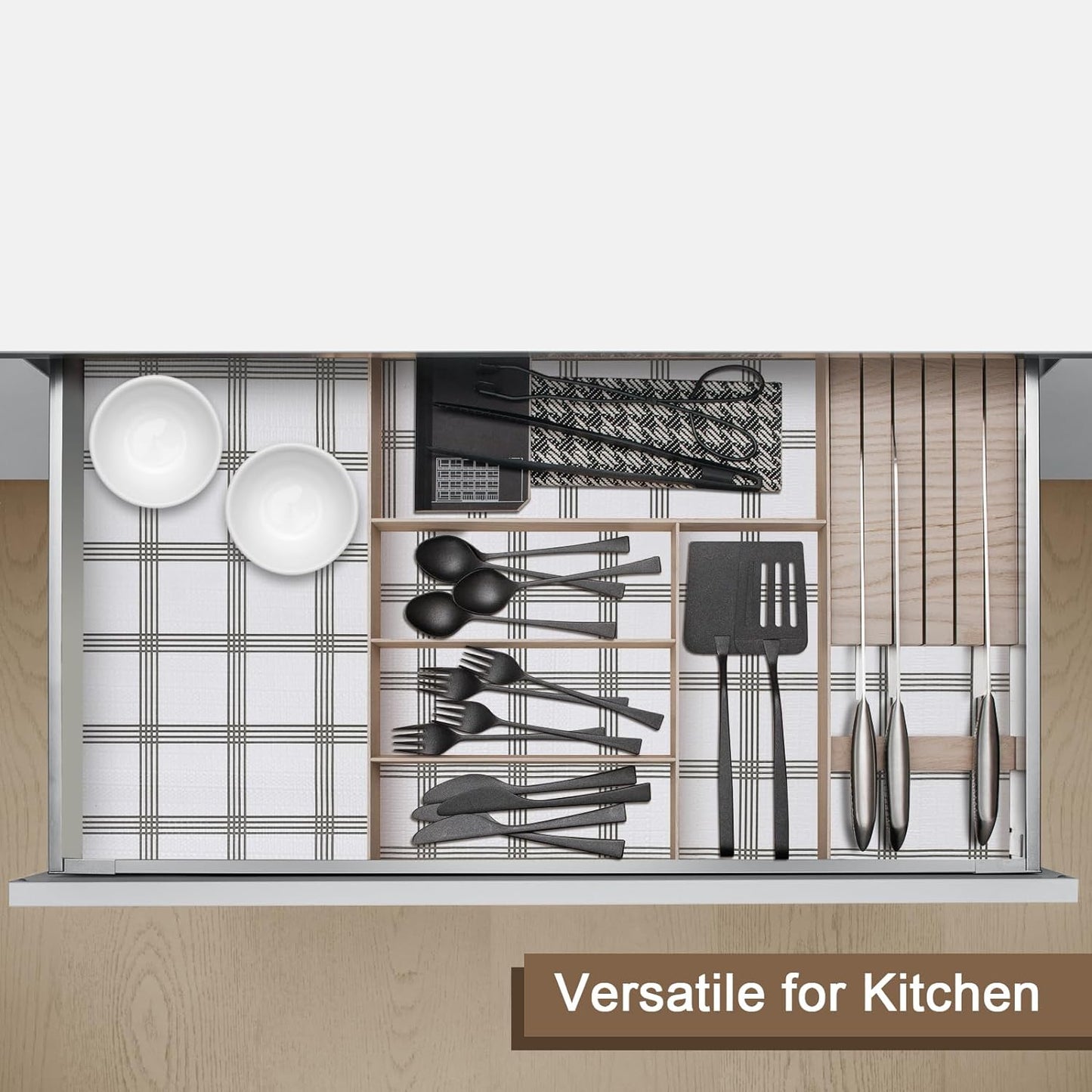 OcePor Non-Adhesive Drawer and Shelf Liner 24IN x 20FT，Non Slip Cabinet and Cupboard Liner, Kitchen Cabinet Liners for Shelves, Waterproof Drawer Shelf Liners for Cabinets/Bathroom Cupboard, Stripe
